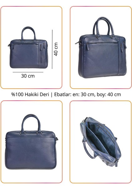 Grande Erkek Deri Evrak Çantası Lacivert 6883 fiyatları