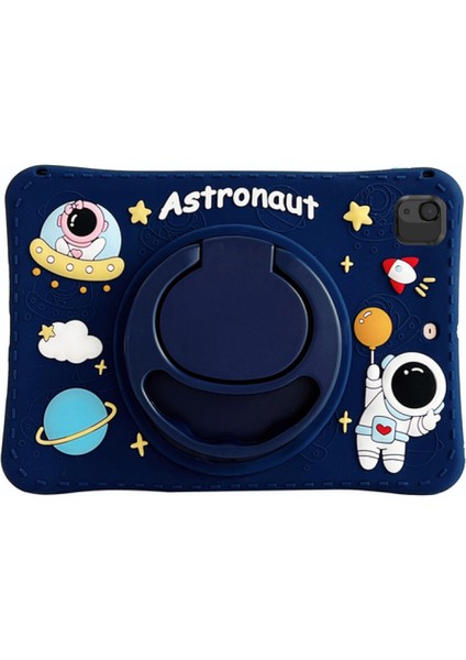 Apple iPad 10. Nesil (2022) 10.9 Standlı ve Boyun Askılı Astronot Figürlü Çocuk Tablet Kılıf A2696 A2757 A2777 A3162