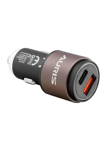 Araç Şarj Cihazı Oto Çakmaklık Şarjı USB Pd 20 Watt Hızlı Şarj Qc 3.0 USB + USB C 2 Port Araç Şarjı