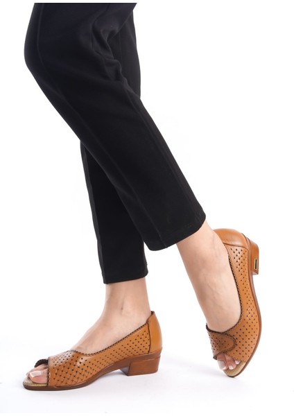 Deri Anatomik Taban Comfort Taba Lazer Kesim Kadın Ayakkabı TMD202445