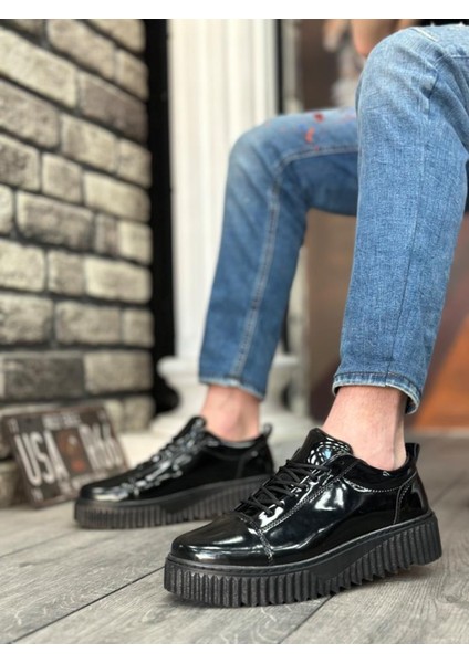 Yüksek Taban Rugan Siyah Bağcıklı Erkek Ayakkabı fiyatları