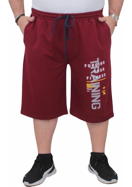 Mocgrande Erkek Büyük Beden Penye Şort Training 24633 Bordo