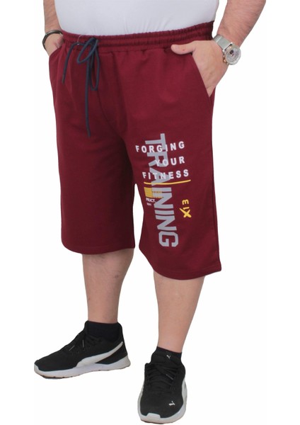 Mocgrande Erkek Büyük Beden Penye Şort Training 24633 Bordo fiyatları