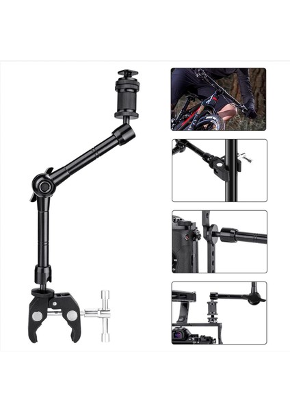 11" Inç Magic Arm Sihirli Kol + Super Crab Clamp Kelepçe + Telefon Tutucu