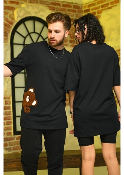 Sevgili Çift Kombini Unicex Oversize Ayı Nakışlı T-Shirt fiyatları