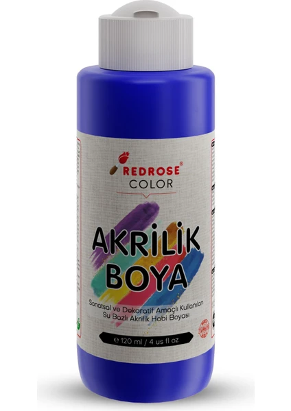 Red Rose Mavi Akrilik Boya 120 ml Sanatsal, Dekoratif, Hobi Amaçlı, Canlı Renkler