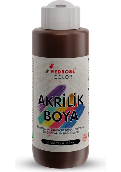 Red Rose Kahverengi Akrilik Boya 120 ml Sanatsal, Dekoratif, Hobi Amaçlı, Canlı Renkler