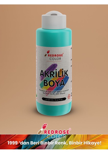 Turkuaz Akrilik Boya 120 ml Sanatsal, Dekoratif, Hobi Amaçlı, Canlı Renkler