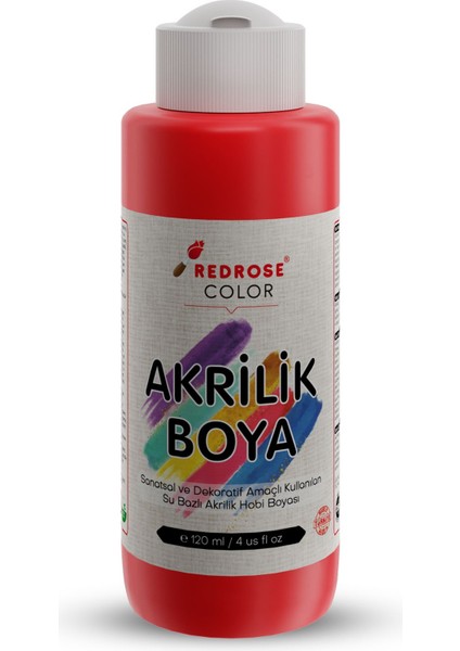 Kırmızı Akrilik Boya 120 ml Sanatsal, Dekoratif, Hobi Amaçlı, Canlı Renkler