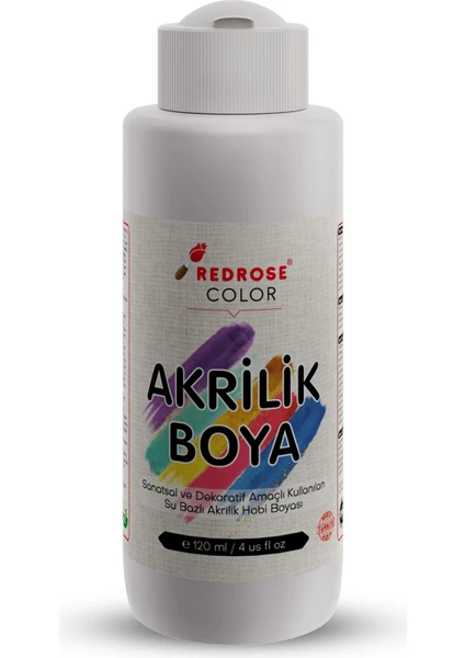 Red Rose Beyaz Akrilik Boya 120 ml Sanatsal, Dekoratif, Hobi Amaçlı, Canlı Renkler