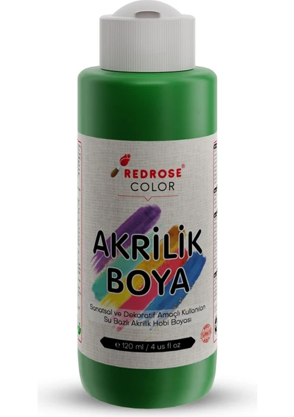 Red Rose Yeşil Akrilik Boya 120 ml Sanatsal, Dekoratif, Hobi Amaçlı, Canlı Renkler