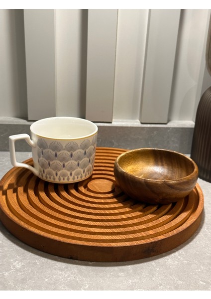 Dekoratif Sunum Tepsisi Ahşap Oymalı Gökkuşağı Sunumluk