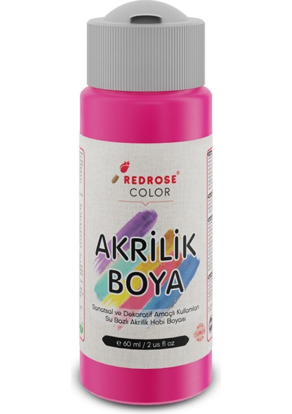 Red Rose Fuşya Akrilik Boya 60 ml Sanatsal, Dekoratif, Hobi Amaçlı, Canlı Renkler