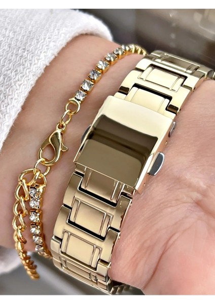 Çelik Spor Şık Model Çelik Kadın Kol Saati+Bileklik modelleri