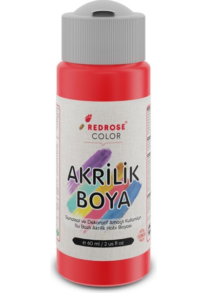 Red Rose Kırmızı Akrilik Boya 60 ml Sanatsal, Dekoratif, Hobi Amaçlı, Canlı Renkler