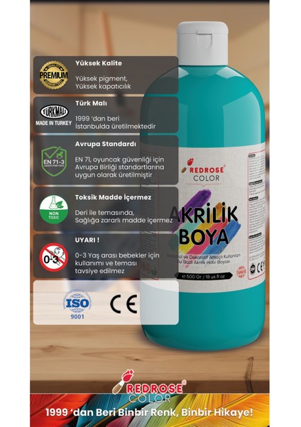 Pembe-Turkuaz-Fuşya Akrilik Boya 3'lü Set 3X500 gr Dekoratif, Hobi Amaçlı, Sanatsal, Canlı Renkler fırsatları