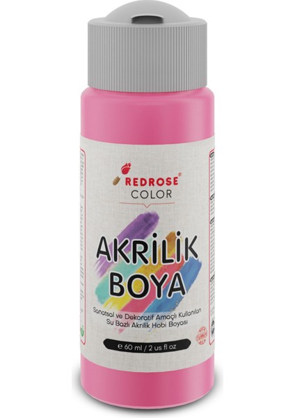 Pembe Akrilik Boya 60 ml Sanatsal, Dekoratif, Hobi Amaçlı, Canlı Renkler