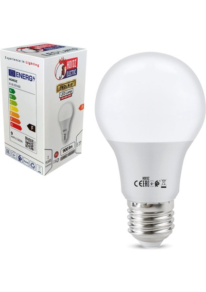 LED Ampül 220V 9W 900 Lümen Beyaz E27 Horoz Ekola-9