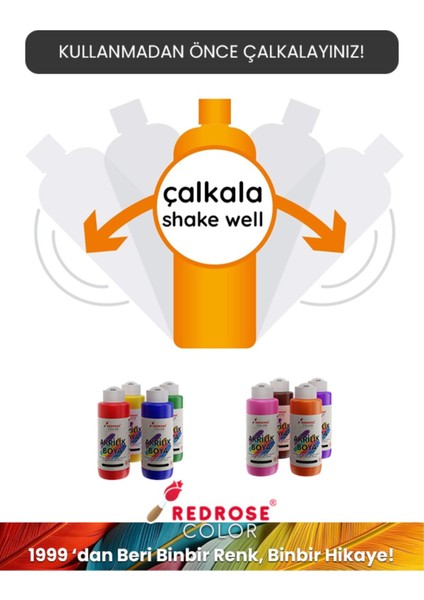 Ana Renkler Akrilik Boya 4'lü Set 4X120 ml Dekoratif, Hobi Amaçlı, Sanatsal, Canlı Renkler