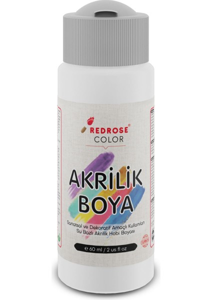 Beyaz Akrilik Boya 60 ml Sanatsal, Dekoratif, Hobi Amaçlı, Canlı Renkler