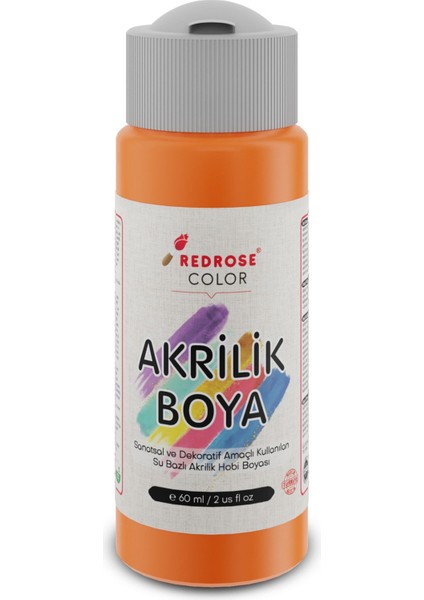 Red Rose Turuncu Akrilik Boya 60 ml Sanatsal, Dekoratif, Hobi Amaçlı, Canlı Renkler