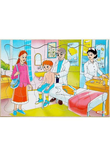 Sağlığımız Doktor Amca Ahşap Yapboz Puzzle 25X35 Cm. 35 Parça