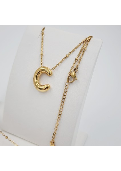 Çelik Gold Balon C Harfi Kombin-Kolye,bileklik Kombin fırsatları
