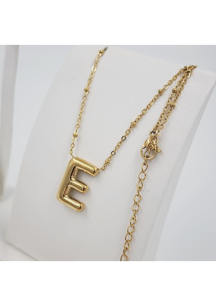 Çelik Gold Balon E Harfi Kombin-Kolye,bileklik Kombin modelleri