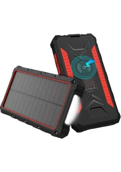 20000 Mah Solar Panelli Qi Wireless Powerbank + El Feneri