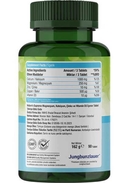 Calcium Magnesium Zinc With D3 90 Tablet fiyatları