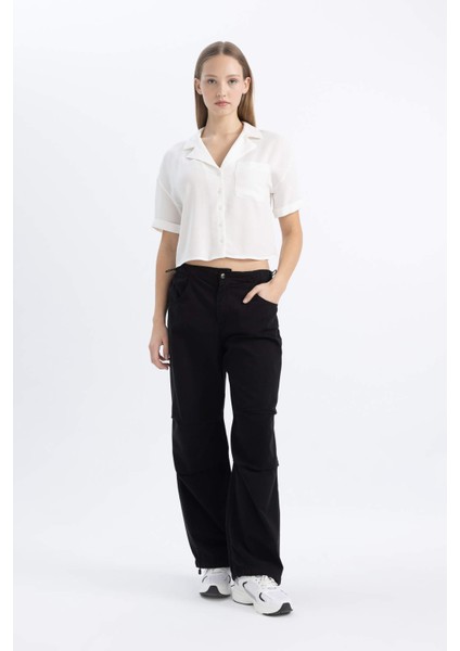Coool Oversize Geniş Kalıp Pijama Yaka Kısa Kollu Gömlek C3751AX24SP