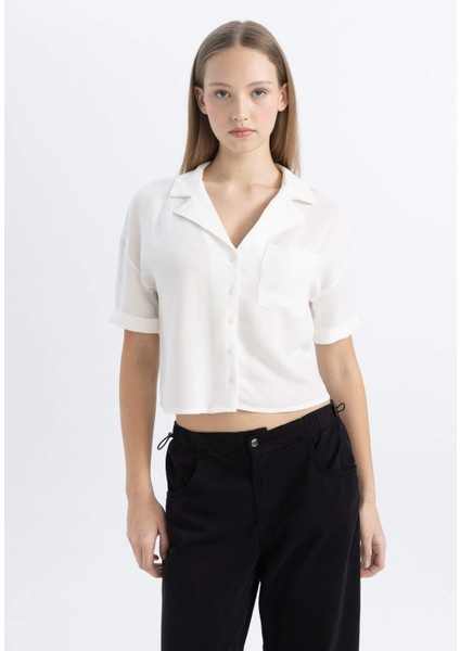 Coool Oversize Geniş Kalıp Pijama Yaka Kısa Kollu Gömlek C3751AX24SP