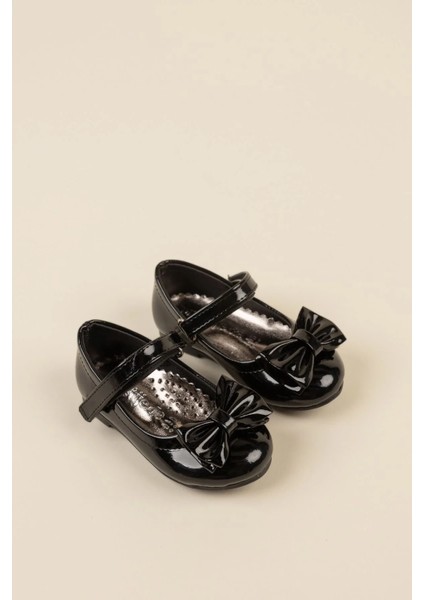 Eylül Termo Kaymaz Taban Boğma Fiyonklu Cırtlı Çocuk Babet Rugan Siyah indirimleri