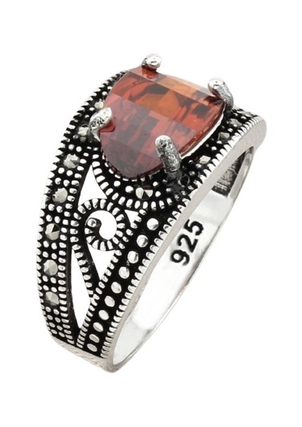 Erkek Yüzük Gümüş 925 Markazit Taşlı