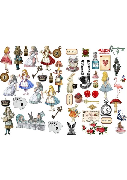 Alice Temalı Etiket Seti (20X30 cm 1 Set)