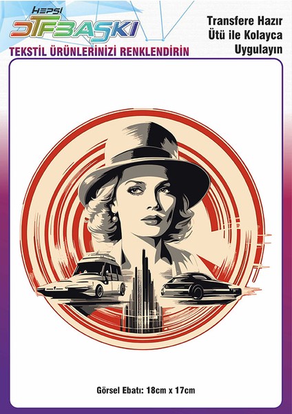 Vintage Ütü ile Yapışan Tişört Tekstil Dtf Baskı