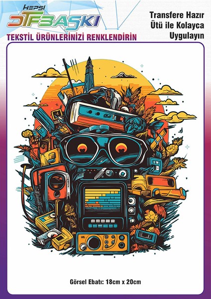 Vintage Ütü ile Yapışan Tişört Tekstil Dtf Baskı