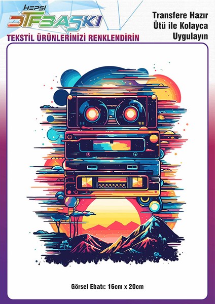 Vintage Ütü ile Yapışan Tişört Tekstil Dtf Baskı