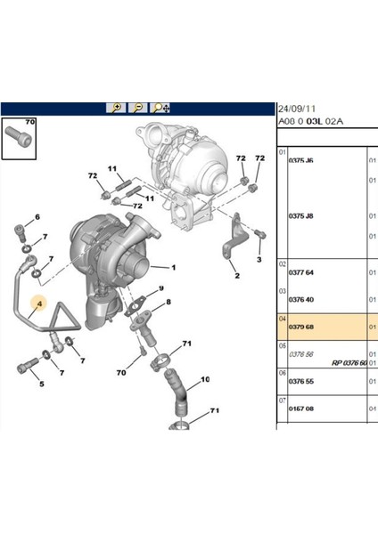 Turbo Yağ Borusu 206 207 307 308 407 5008 Partner Tepee C2 C3 C4 C5 Berlingo (037968-11230003-BPE260034)