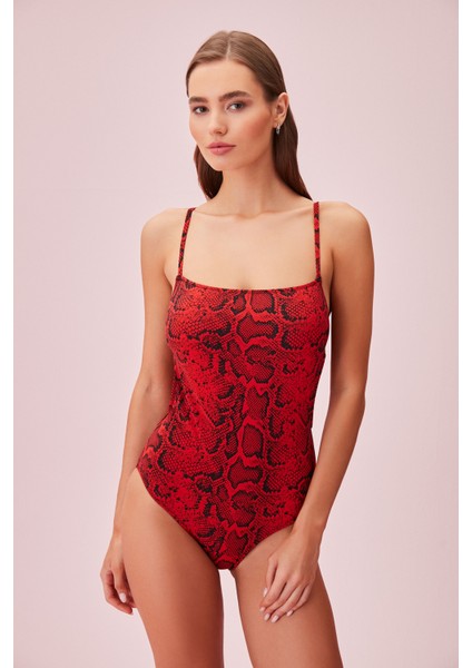 Sırt Detaylı Desenli Mayo