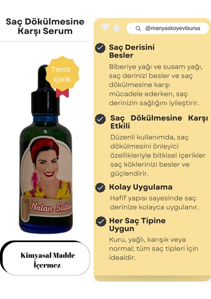 Biberiye Yağlı Saç Dökülmesine Karşı Saç Besleyici ve Güçlendirici Serum