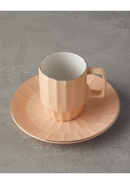 Angely New Bone China 4 Parça 2 Kişilik Kahve Fincan Takımı Somon modelleri