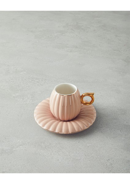 Polka New Bone China 4 Parça 2 Kişilik Kahve Fincan Takımı Pudra modelleri