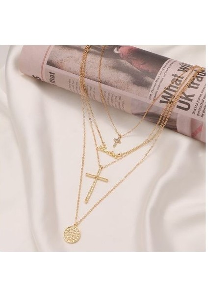 Vintage Çok Katmanlı Kilit Portre Inci Yuvarlak Sikke Kolye (Yurt Dışından)