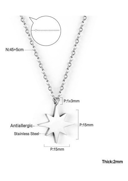 Minik Kız Kalp Kadın Yıldız Ay Paslanmaz Çelik Zincir Takı Kolye (Yurt Dışından)