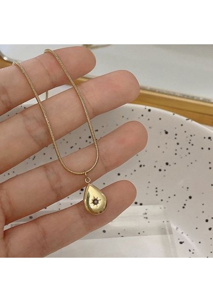 Kore Vintage Su Damlası Yıldız Yuvarlak Ayı Oval Kolye (Yurt Dışından)