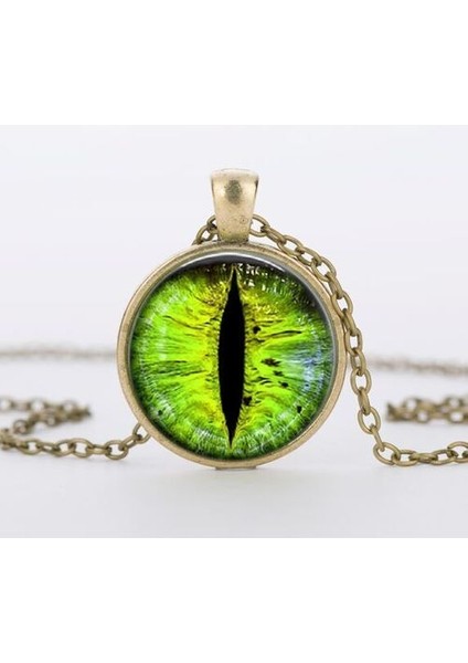 Kırmızı Kedi Gözü Takılar Ejderha Gözü Fotoğraf Glcabochon Pendnat El Yapımı Siyah Kolye (Yurt Dışından)