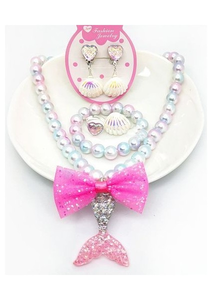 Bebek Kız Boncuk Seti Denizkızı Kuyruğu Çocuk Çocuklar Kolye (Yurt Dışından)