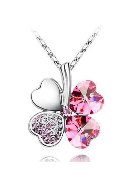 Kristal 4 Dört Yapraklı Yonca Lover Doğum Günü Hediyesi Kaliteli Kolye (Yurt Dışından)