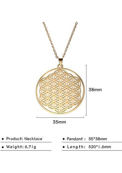 Vintage Flower Of Life Necklace Women Pendent Aesthetic Stainless Steel Kolye (Yurt Dışından)